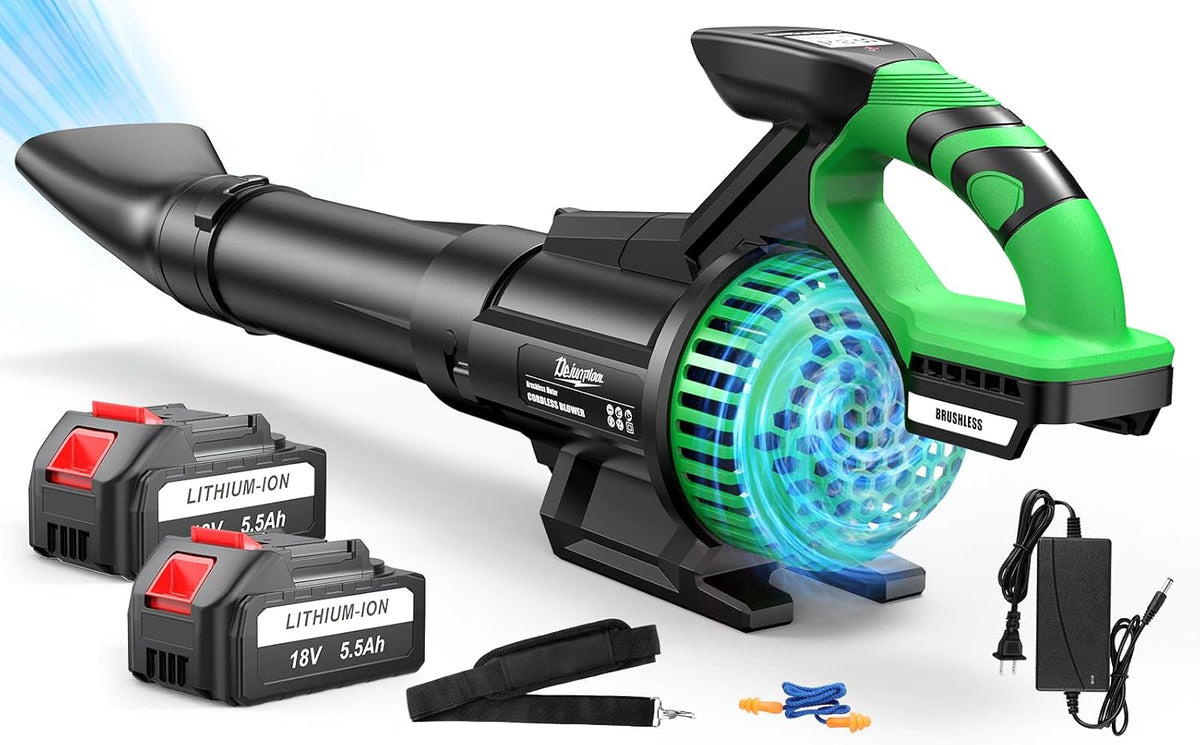 Cordless leaf blower with 2 batteries and charger – photo 1